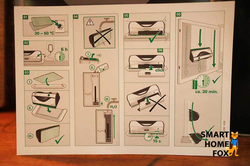 Man sieht die Kurzanleitung des Vorwerk Kobold VG100.